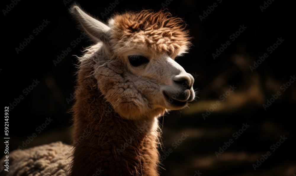Obraz premium photo of alpaca in its natural habitat outdoors. Generative AI