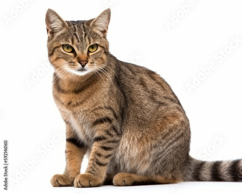 photo of African wildcat isolated on white background. Generative AI