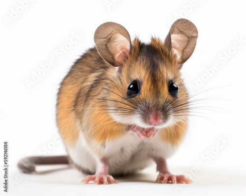 photo of African spiny mouse isolated on white background. Generative AI