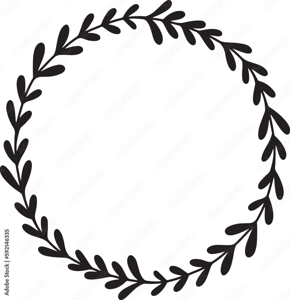 Obraz premium Laurel wreath vector, hand drawn vector frame, decorative elements for design