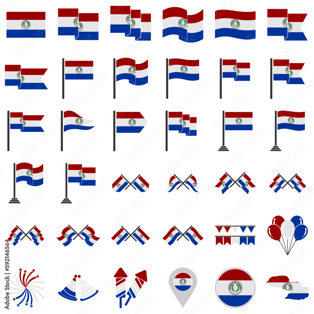 Paraguay flags icon set, Paraguay independence day icon set vector sign symbol Paraguay flags icon set, Paraguay independence day icon set vector sign symbol