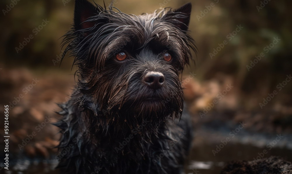 photo of addax affenpinscher outdoors. Generative AI