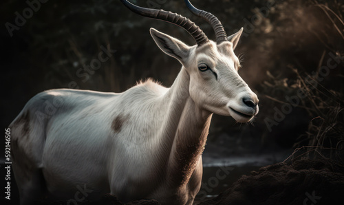 photo of addax antelope in its natural habitat outdoors. Generative AI