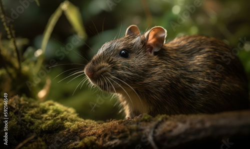 photo of agouti rodent in its natural habitat outdoors in forest. Generative AI © Bartek