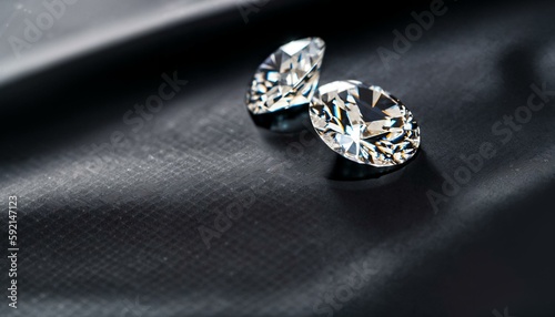 Several diamonds on a dark neutral background. The image represents luxury. Space for text. © PixobaPICS
