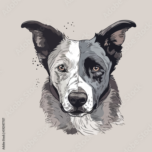 colorful vector portraits of dog isolated on white background.