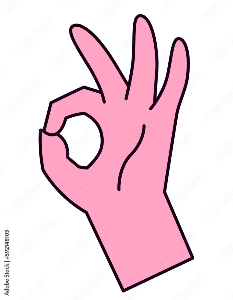 Okay hand gesture. Body part in lineal flat style.
