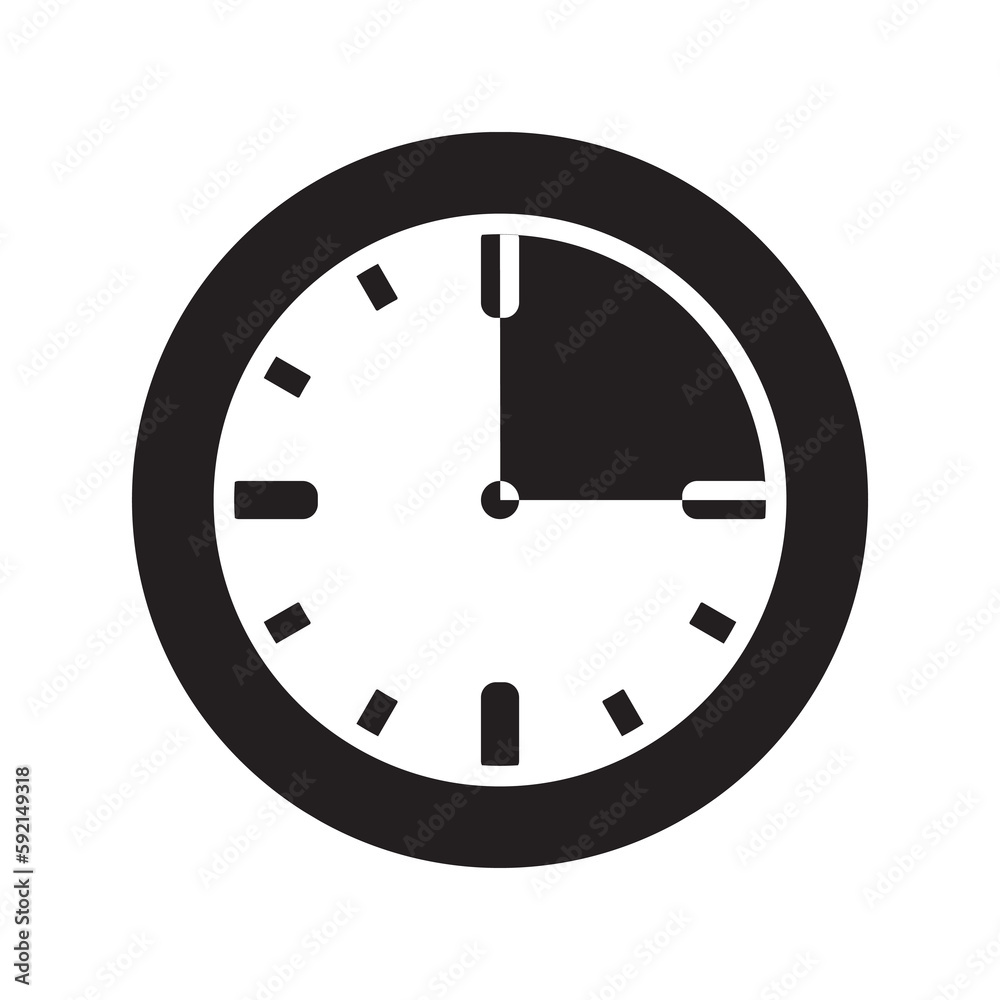Time quarter past symbol icon, vector illustration, black on white