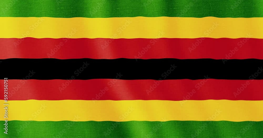 4k seamless loop animation with the flag of Zimbabwe. Zimbabwean flag backdrop seamless animation.