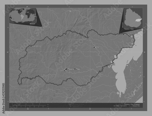 Treinta y Tres, Uruguay. Bilevel. Labelled points of cities