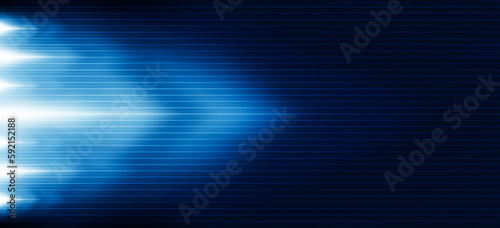 Hi-tech concept. Abstract blue arrow glowing with lighting on blue background technology.