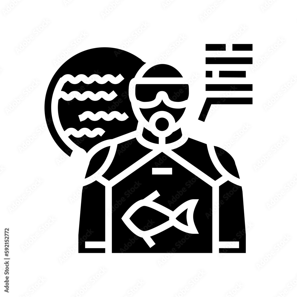 marine biologist worker glyph icon vector illustration