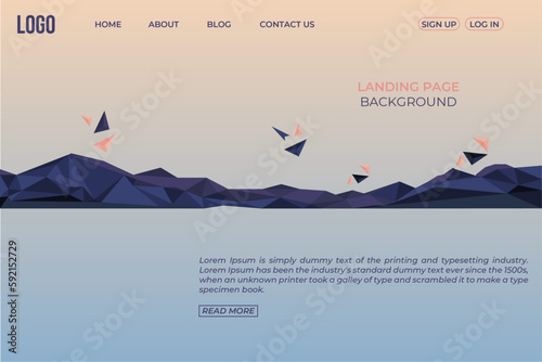 Low poly landing page website background template
