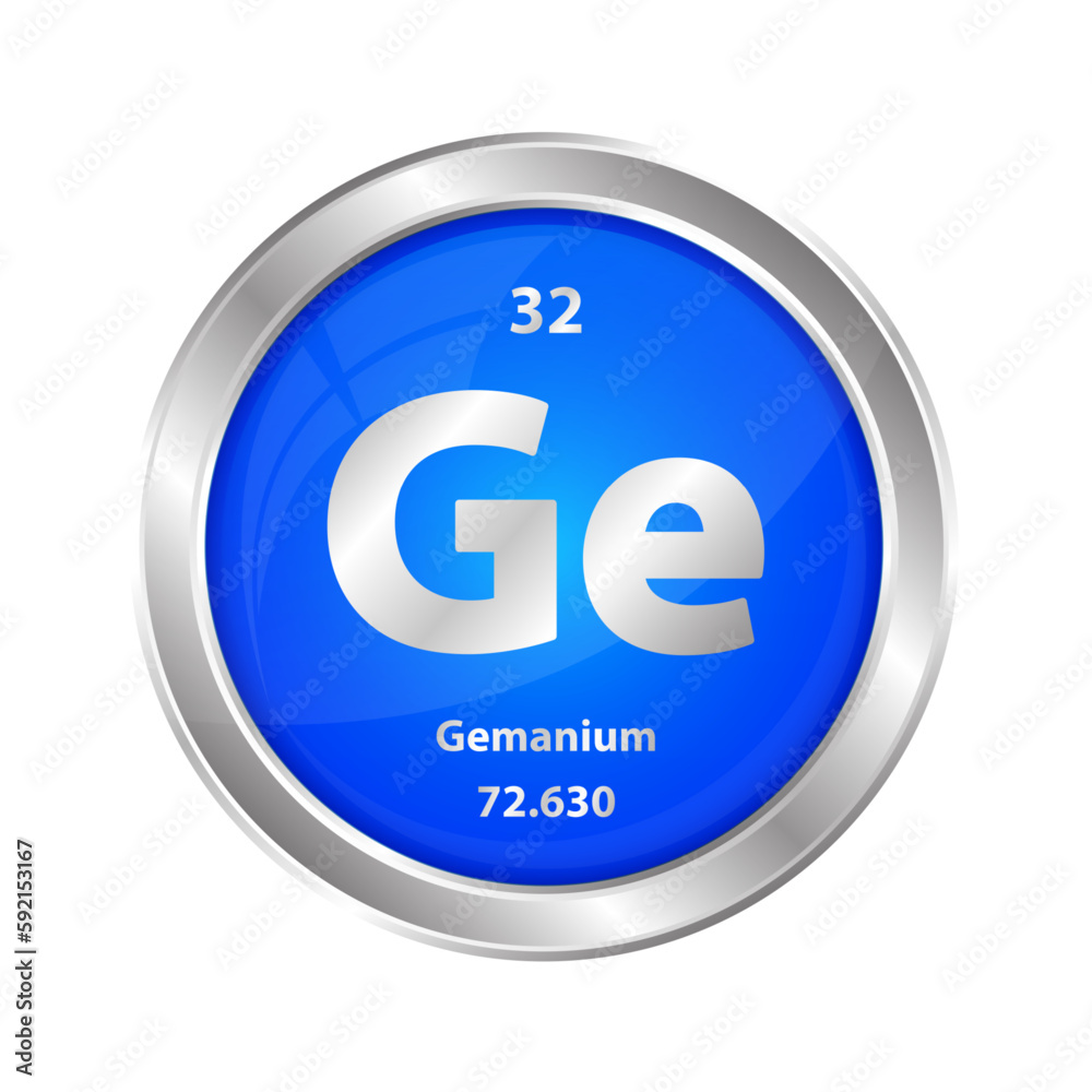 Icon structure Germanium (Ge) chemical element round shape circle blue. Chemical element of the periodic table. Sign with atomic number. Study in science for education. 3D vector illustration. Icon structure Germanium (Ge) chemical element round shape circle blue. Chemical element of the periodic table. Sign with atomic number. Study in science for education. 3D vector illustration.