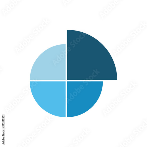 Illustration vector graphic of 3d hd blue quarter circle diagram. modern 3d style design. suitable for use for presentations, power point, study, etc. design vector templates. photo