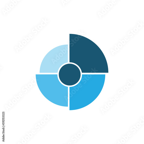 Illustration vector graphic of 3d hd blue quarter circle diagram. modern 3d style design. suitable for use for presentations, power point, study, etc. design vector templates. photo