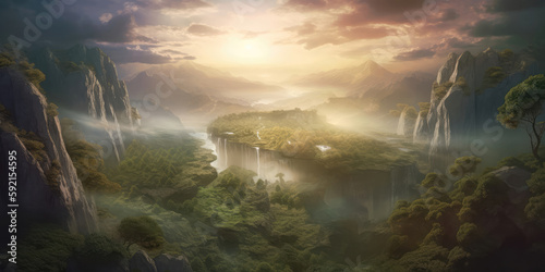 Fantasy Landscape  Metaverse  Concept Art  background  Generated by AI