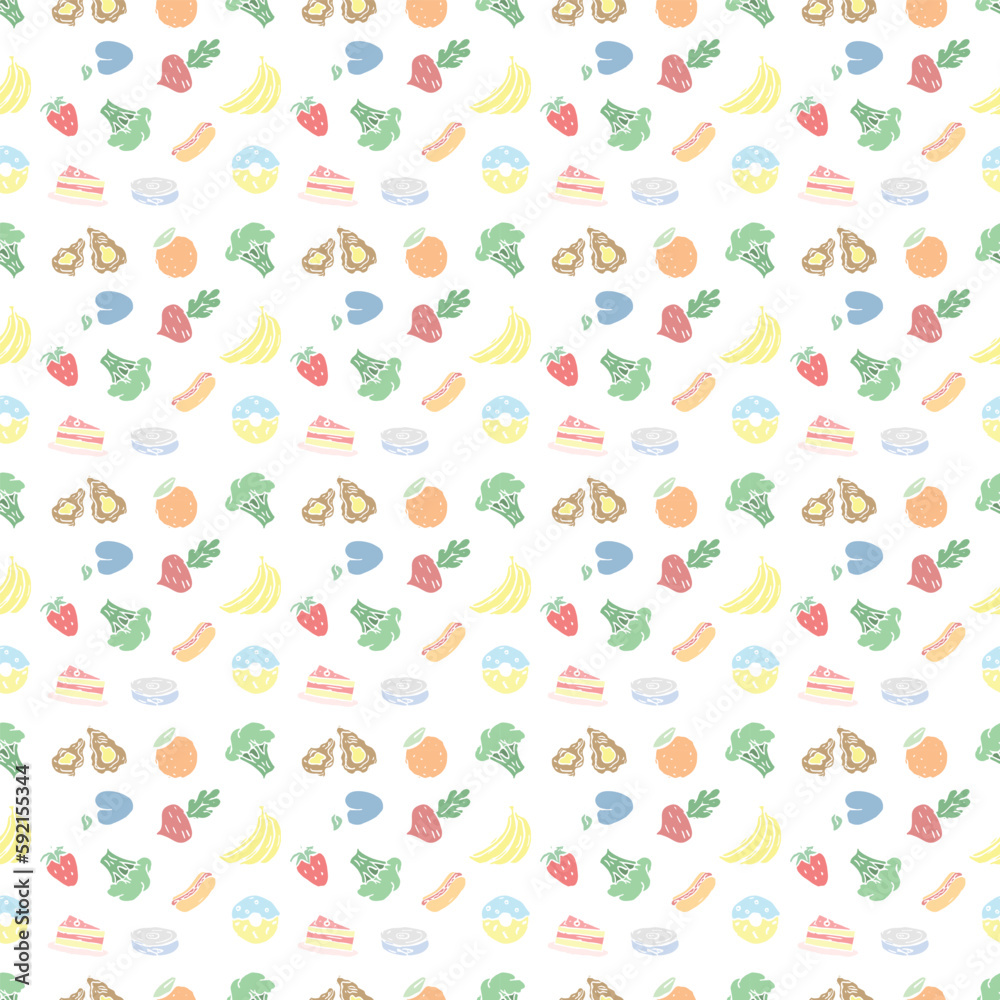 Seamless pattern with food icons. doodle food pattern. Food background