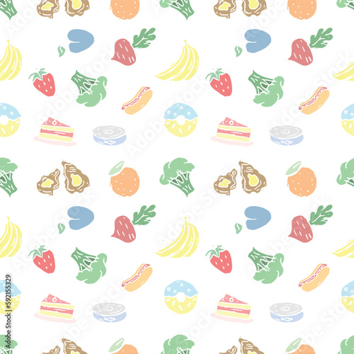 Seamless pattern with food icons. doodle food pattern. Food background