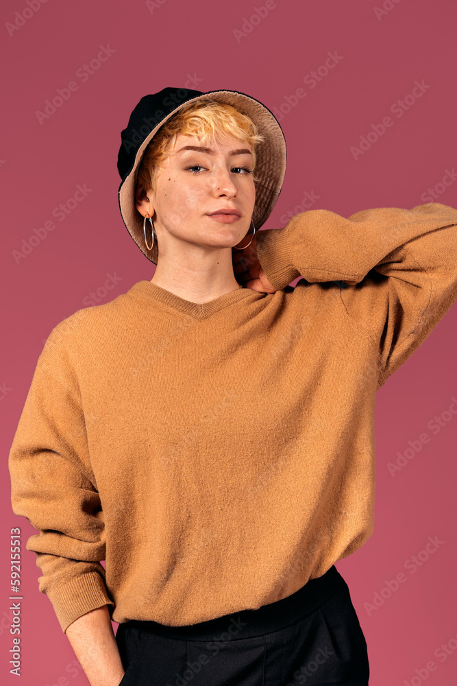 Pretty Girl Wearing Hat in Studio Shot Pretty Girl Wearing Hat in Studio Shot
