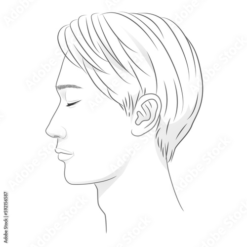 目を閉じた若い男性の横顔