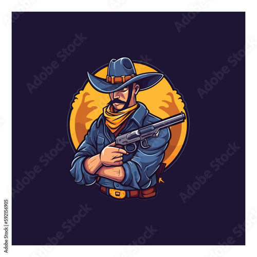 Cowboy with Guns Graphic Mascot