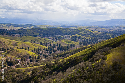 view from the top of the hill of the mountains in Sf East Bay  California