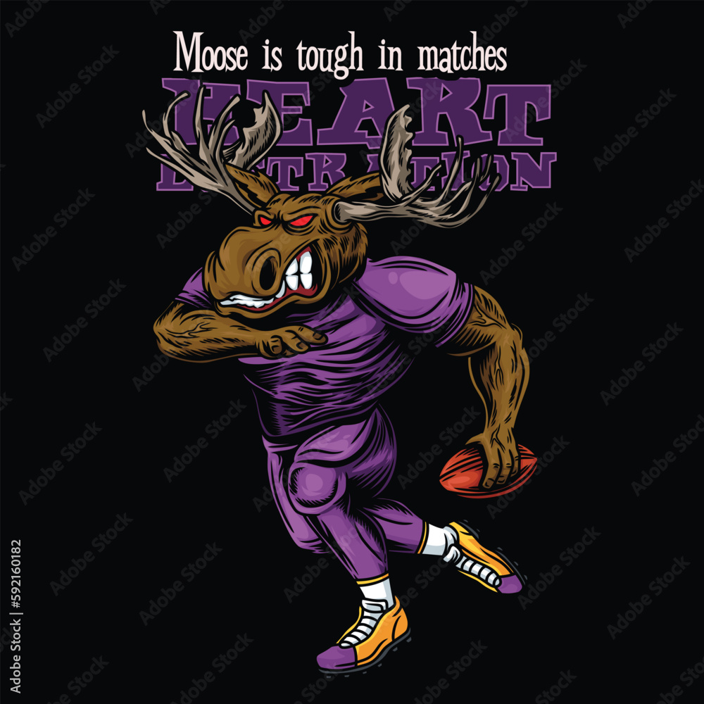 Moose Mascot American Football With Text Illustration