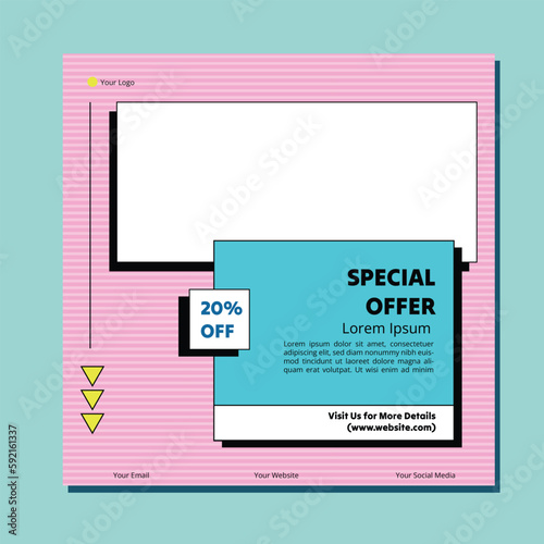 Editable minimal square banner template. Suitable for social media post and web internet ads. Vector illustration with photo college