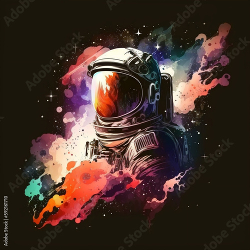 Space, astronaut and science fiction. Vector illustrations of universe, spaceship, planet, future, for background, poster or cover 