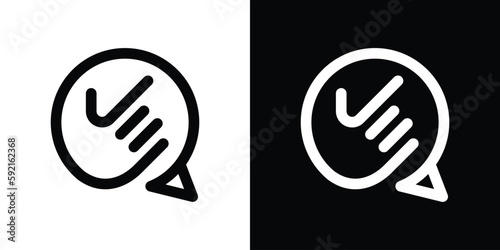 logo design check,hand and chat line icon vector illustration