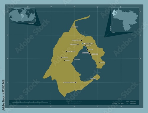 Zulia, Venezuela. Solid. Labelled points of cities photo