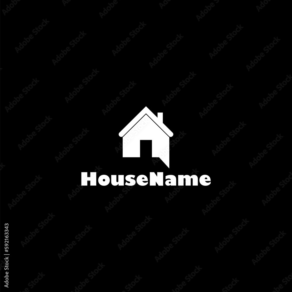 Home and talk logo, house chat or message symbol icon isolated on dark background Home and talk logo, house chat or message symbol icon isolated on dark background