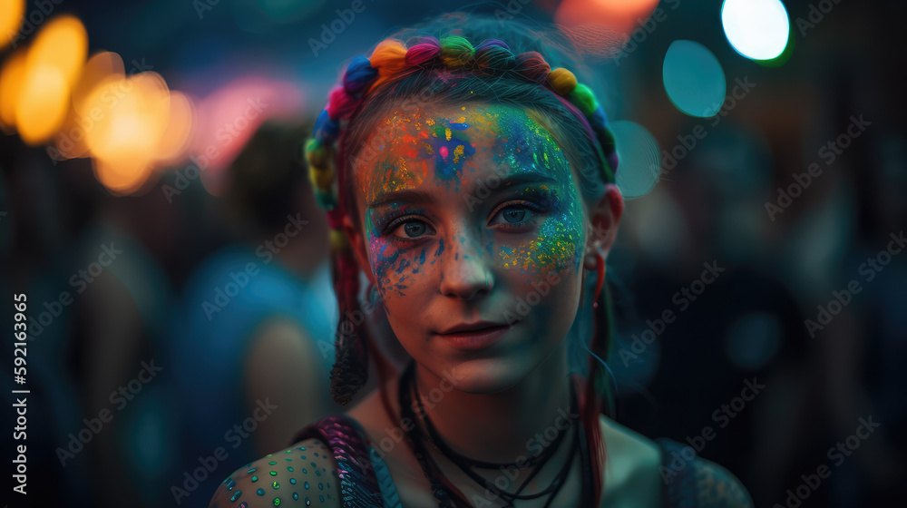Teenager on a summer festival, Generative AI