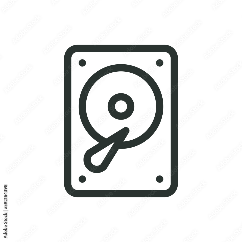 HDD isolated icon, computer hard disk vector icon with editable stroke HDD isolated icon, computer hard disk vector icon with editable stroke