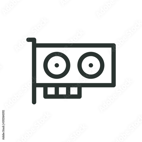 PC graphic card isolated icon, computer gpu card vector icon with editable stroke