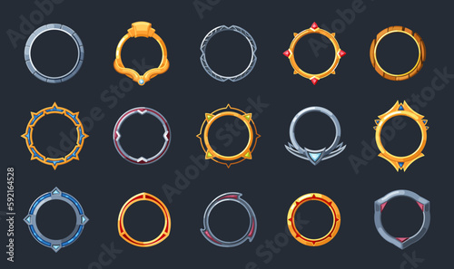 circle frames. abstract round forms for game design UI templates. Vector fantasy borders for design projects