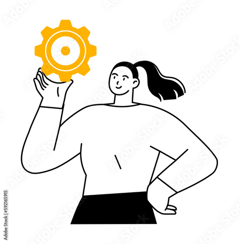 Woman holding a pinion in her hand