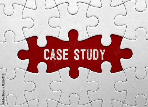 Word Case Study on red puzzle background