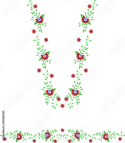 Wallpaper Mural Neck Embroidery Designs.Floral pattern on collar, neck print. 
Abstract hand drawn floral ornament. Vector illustration. Torontodigital.ca