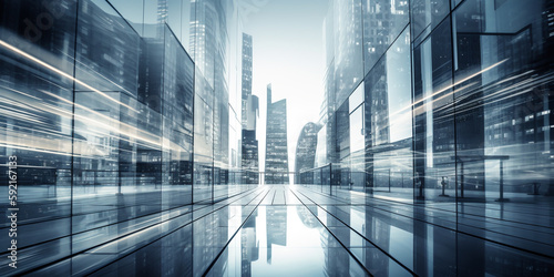 Wallpaper Mural Multiple exposure of office buildings, exteriors and architecture reflecting the fast-paced business atmosphere in an ever-evolving and changing business world. Generative AI Torontodigital.ca