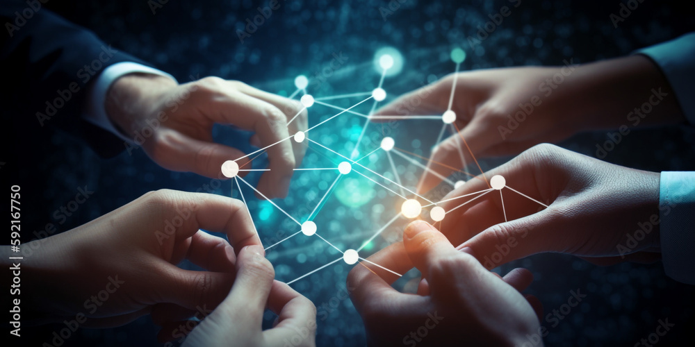 Fototapeta premium Concert of social connections and business team interaction. Generative AI