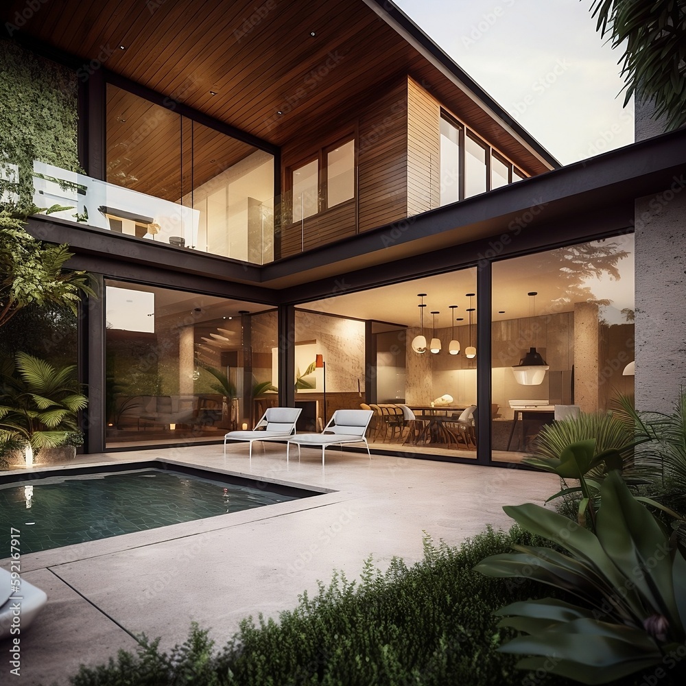 Fototapeta premium interior with pool, 3D render