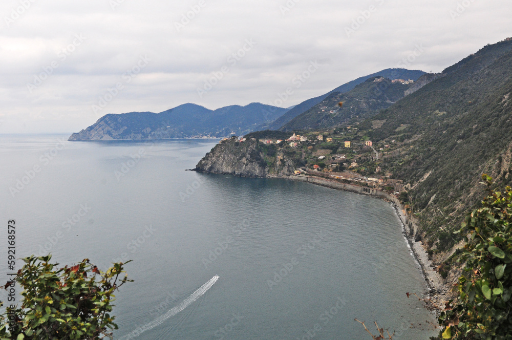 Veduta dalle cinque terre da Manarola, Liguria	