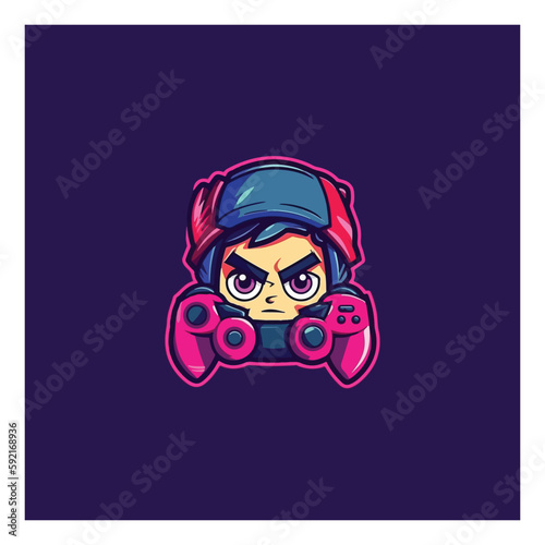 gamer mascot logo design vector with modern illustration style concept for badge, emblem and tshirt printing. gamer illustration for esport team.