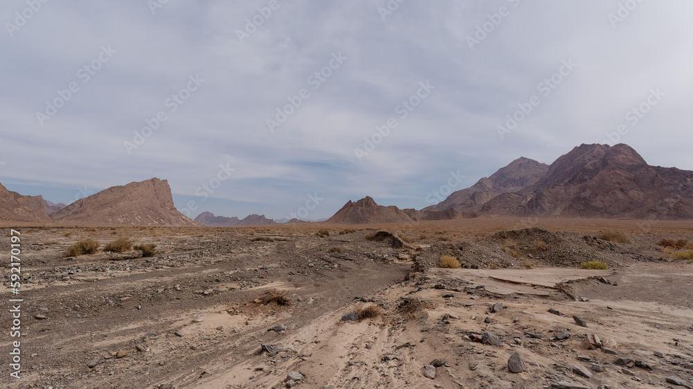 View from the mountain road at the landscape near the historic Chak Chak village in Yazd Province, Iran