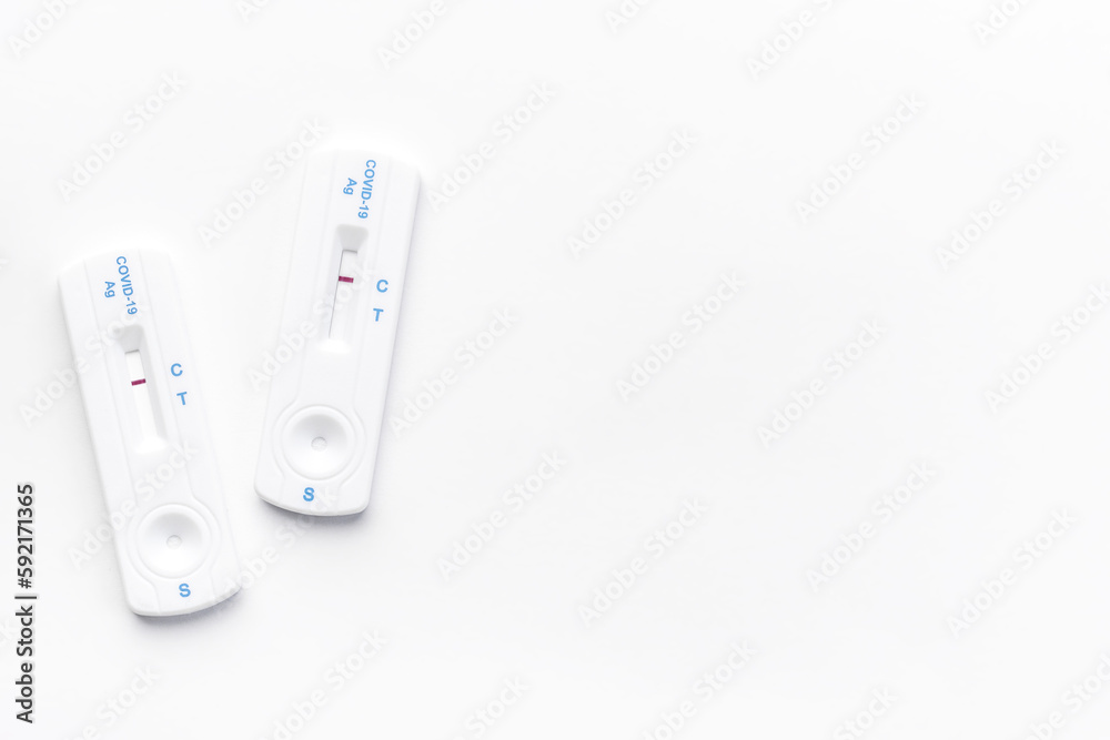 Home testing kit for coronavirus on a white background Home testing kit for coronavirus on a white background