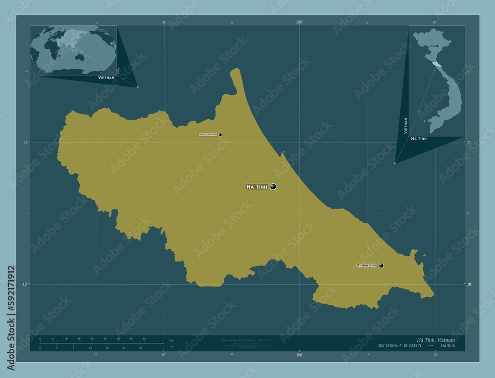 Ha Tinh Vietnam Solid Labelled Points Of Cities Stock Illustration
