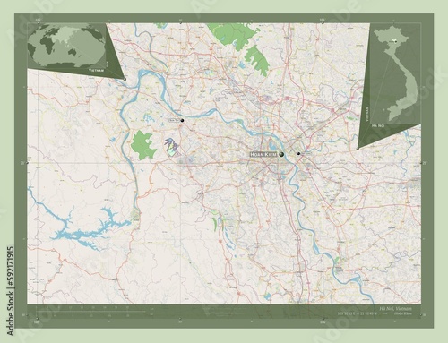 Ha Noi, Vietnam. OSM. Labelled points of cities