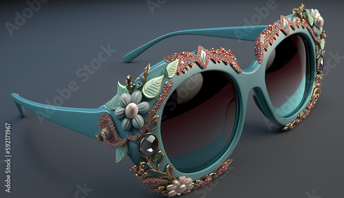 Embellished Sunglasses 3D Render of Sunglasses. Generative AI